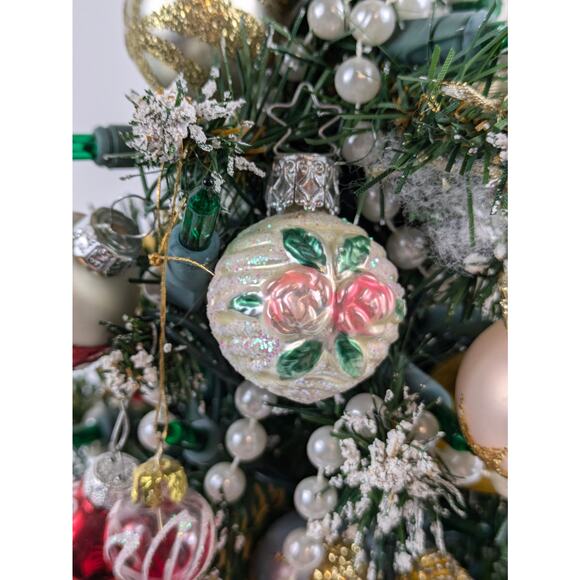 Decorated Tabletop Christmas Tree 14″ with Collectible Glass Ornaments & Lights - Picture 11 of 15
